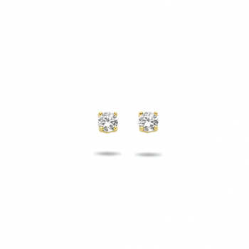 Oorknoppen, 14krt.goud met zirkonia (2,5mm.) - 23030