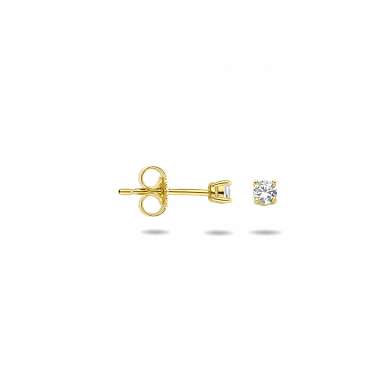 Oorknoppen, 14krt.goud met zirkonia (2,5mm.) - 23030
