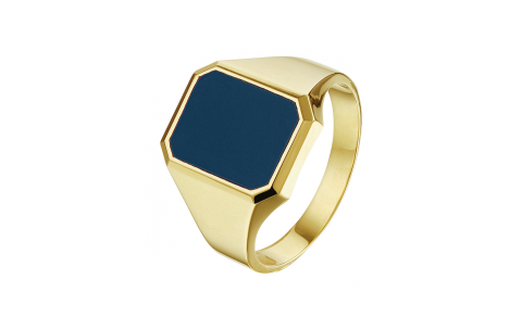 HC Zegelring, 14krt.goud massief met lagensteen (maat 22) - 24243