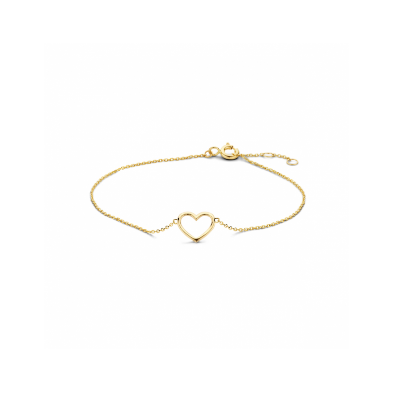 Armband, 14krt.goud met hart (16-18cm.) - 25073 Armband, 14krt.goud met hart (16-18cm.) - 25073