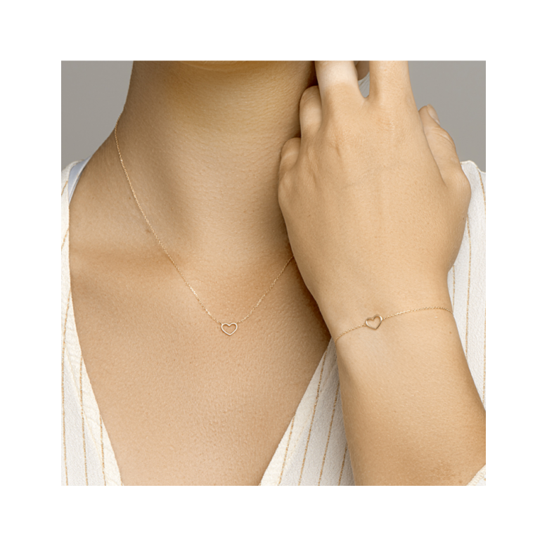 Armband, 14krt.goud met hart (16-18cm.) - 25073 Armband, 14krt.goud met hart (16-18cm.) - 25073
