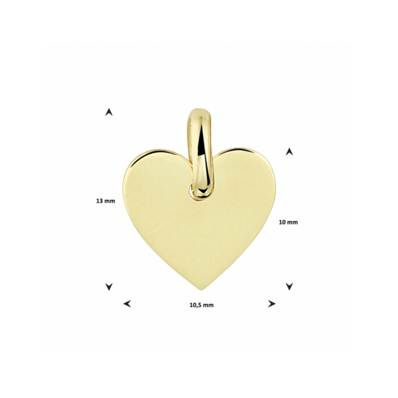 Hanger, 14krt.goud graveerplaatje hart (10mm.) - 24160