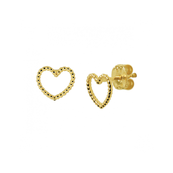 Oorknoppen, 14krt.goud hart (6x7mm.) - 23991 Oorknoppen, 14krt.goud hart (6x7mm.) - 23991