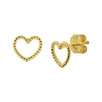 Oorknoppen, 14krt.goud hart (6x7mm.) - 23991