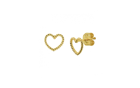 Oorknoppen, 14krt.goud hart (6x7mm.) - 23991