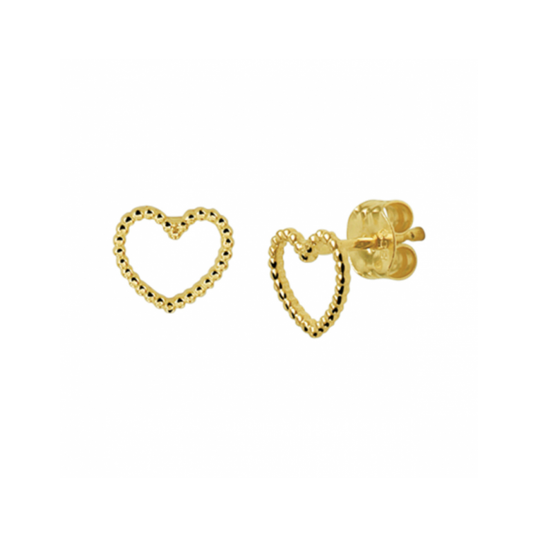 Oorknoppen, 14krt.goud hart (6x7mm.) - 23991