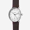 Sternglas Hamburg Automatik horloge met zilverkleurige wijzerplaat en bruine leren band