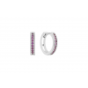 Oorringen, zilver gerhodineerd met donkerroze zirkonia (11x2,5mm.) - 25083 Oorringen, zilver gerhodineerd met donkerroze zirkonia (11x2,5mm.) - 25083