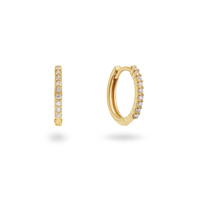 Oorringen, zilver verguld met roze zirkonia (12x1,5mm.) - 25086 Oorringen, zilver verguld met roze zirkonia (12x1,5mm.) - 25086