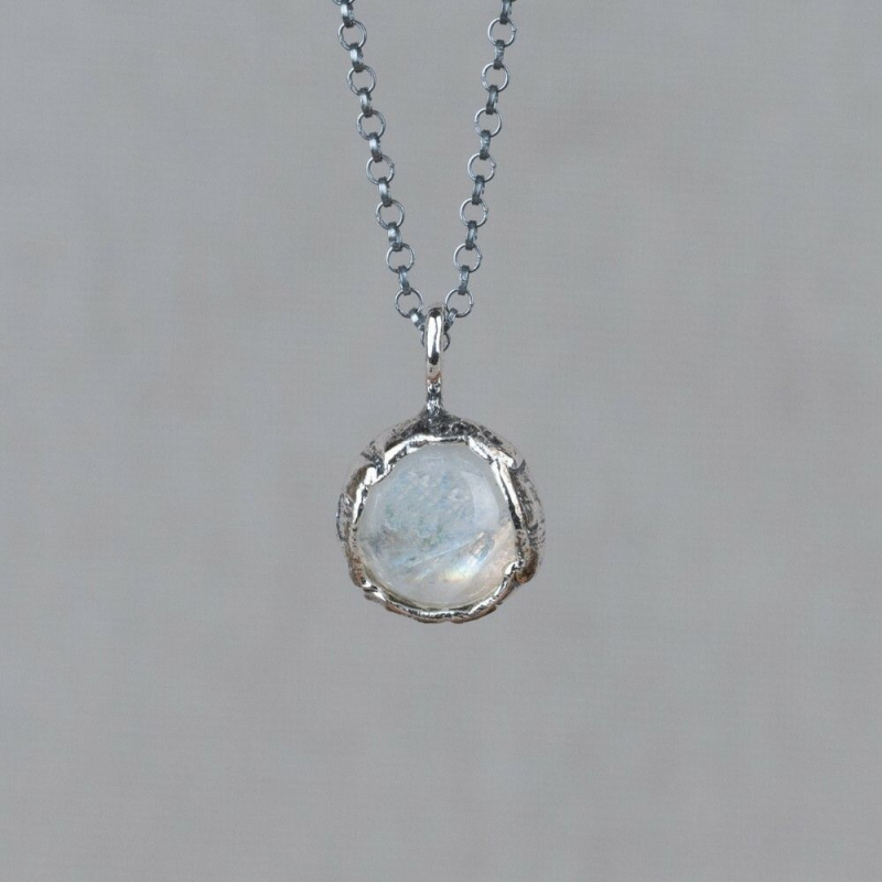 Jeh Jewels Collier, 925 zilver/oxie incl.hanger met maansteen (lengte collier: 50-53cm.) - 25092 Jeh Jewels Collier, 925 zilver/oxie incl.hanger met maansteen (lengte collier: 50-53cm.) - 25092