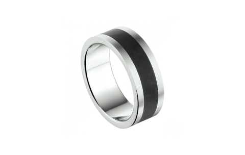 HC Ring, edelstaal/epoxy 8mm.breed (maat 19,75) - 22858