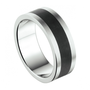 Ring, edelstaal/epoxy 8mm.breed (maat 19,75) - 22858