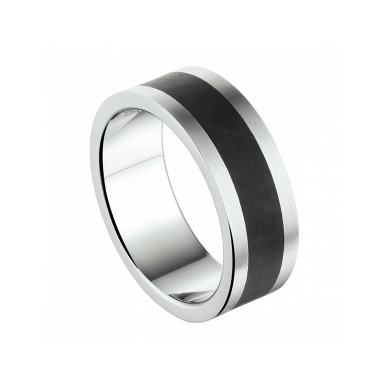 Ring, edelstaal/epoxy 8mm.breed (maat 19,75) - 22858