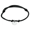 Armband, zwart satijn met zilver rondje (lengte: verstelbaar 13-26cm.) - 23276