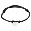 Armband, zwart satijn met zilver rondje (lengte: verstelbaar 13-26cm.) - 23276