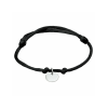 Armband, zwart satijn met zilver rondje (lengte: verstelbaar 13-26cm.) - 23276