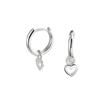 Oorringen, zilver gerhodineerd met hart - 22879
