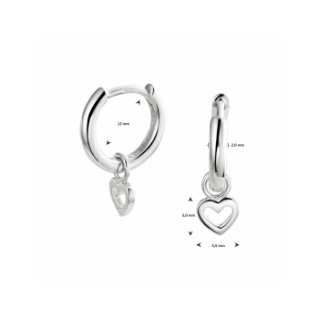 Oorringen, zilver gerhodineerd met hart - 22879 Oorringen, zilver gerhodineerd met hart - 22879