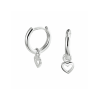 Oorringen, zilver gerhodineerd met hart - 22879