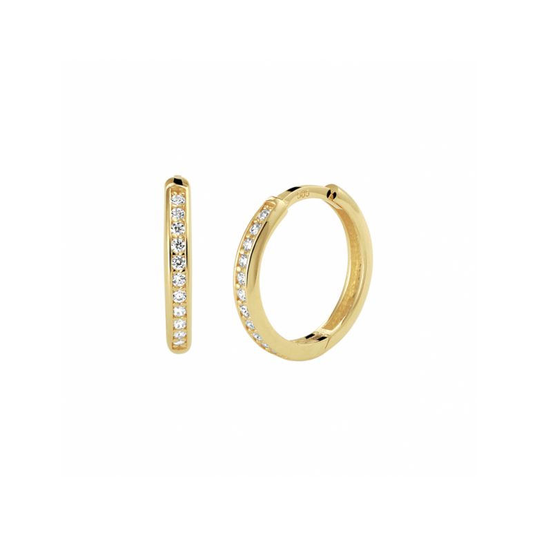 Oorringen, 14kt.goud met zirkonia (14x2mm.) - 24009