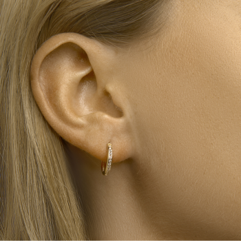 Oorringen, 14kt.goud met zirkonia (14x2mm.) - 24009 Oorringen, 14kt.goud met zirkonia (14x2mm.) - 24009