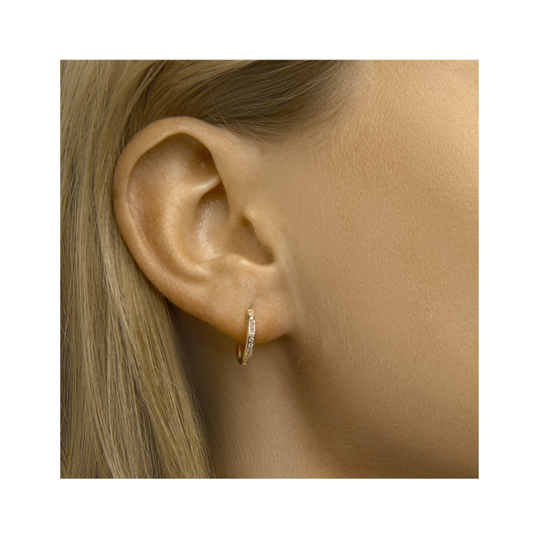 Oorringen, 14kt.goud met zirkonia (14x2mm.) - 24009