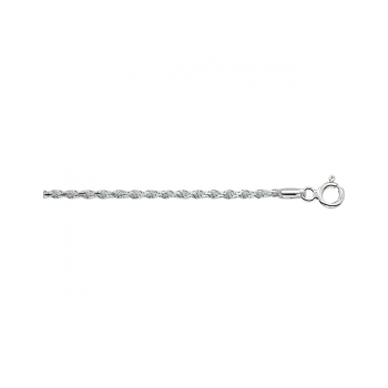 Collier, zilver koord gediamanteerd (lengte: 42cm.) - 24026