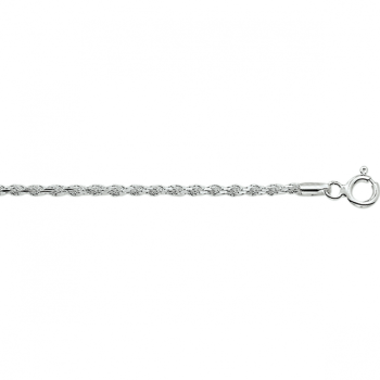 Collier, zilver koord gediamanteerd (lengte: 42cm.) - 24026