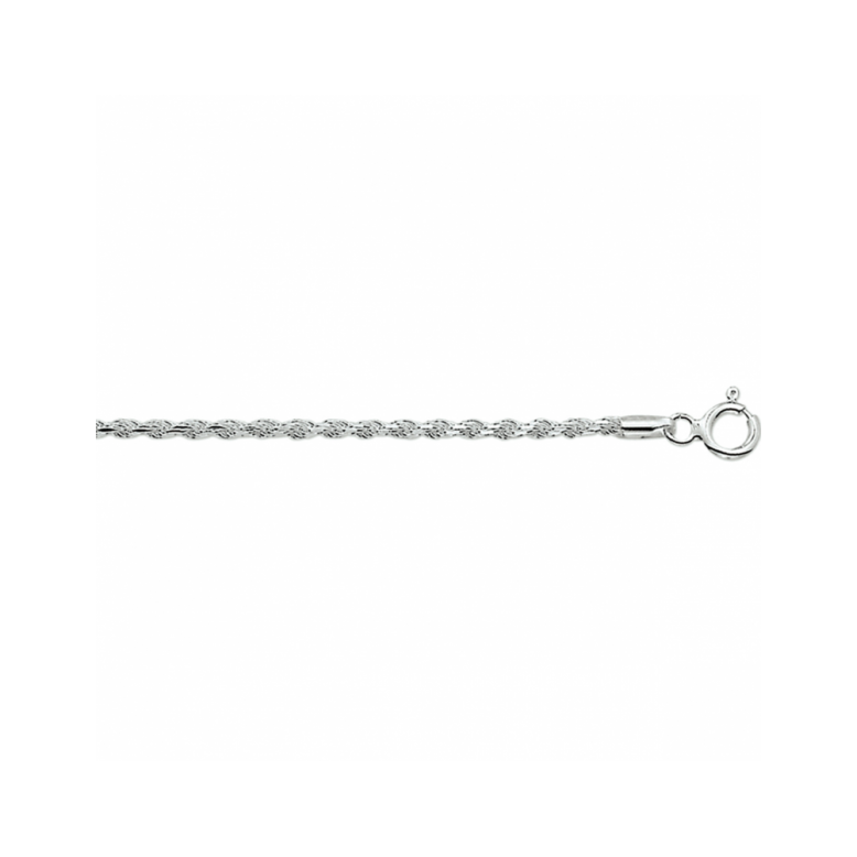 Collier, zilver koord gediamanteerd (lengte: 42cm.) - 24026