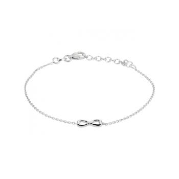 Armband, zilver gerhodineerd hartjes (lengte:16-19cm.) - 22952