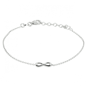 Armband, zilver gerhodineerd hartjes (lengte:16-19cm.) - 22952
