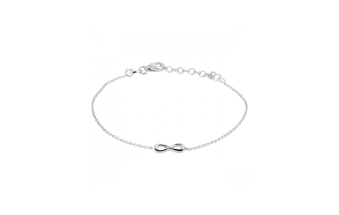 HC Armband, zilver gerhodineerd hartjes (lengte:16-19cm.) - 22952
