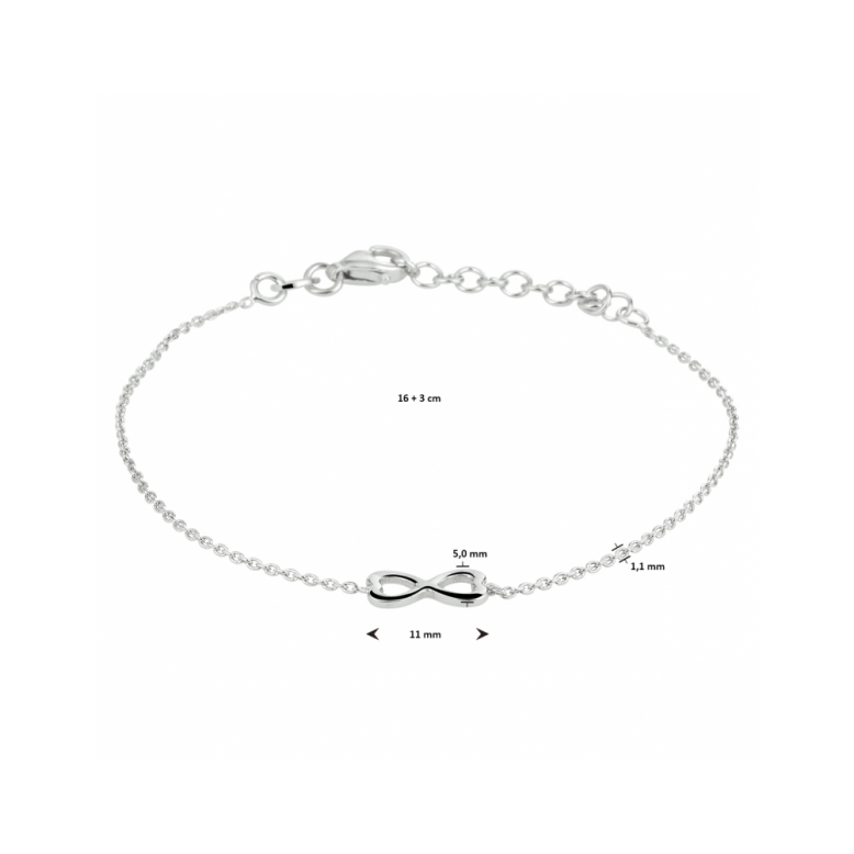 Armband, zilver gerhodineerd hartjes (lengte:16-19cm.) - 22952 Armband, zilver gerhodineerd hartjes (lengte:16-19cm.) - 22952