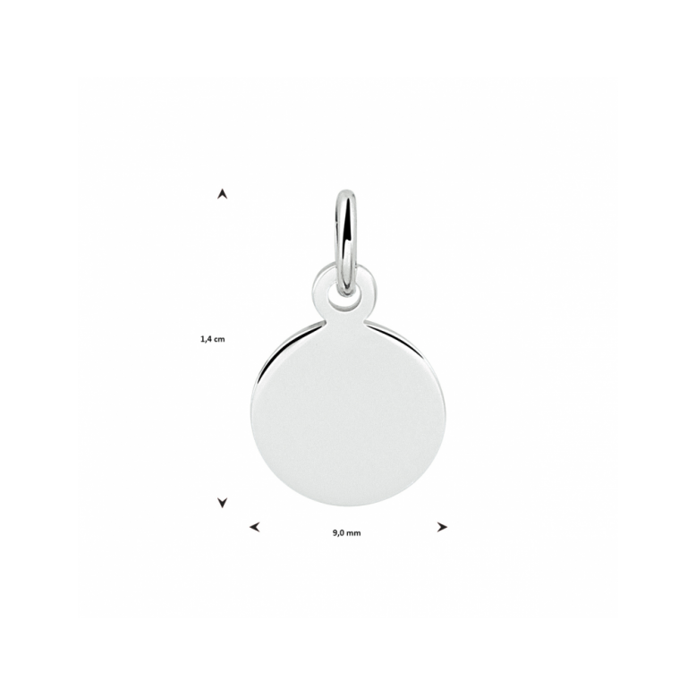 Graveerhanger, zilver gerhodineerd rond (9mm.) - 23324