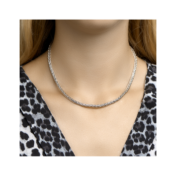 Collier, zilver gerhodineerd palmier 4,0 mm (lengte 43cm.) - 22854 Collier, zilver gerhodineerd palmier 4,0 mm (lengte 43cm.) - 22854
