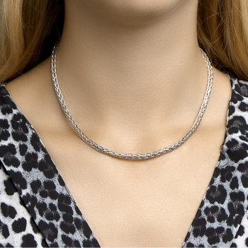Collier, zilver gerhodineerd palmier 4,0 mm (lengte 43cm.) - 22854