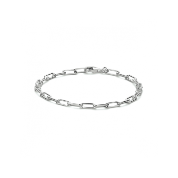 Armband, zilver gerhodineerd paperclip (lengte:18 cm.) - 23296