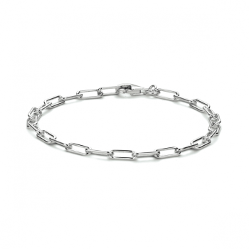Armband, zilver gerhodineerd paperclip (lengte:18 cm.) - 23296
