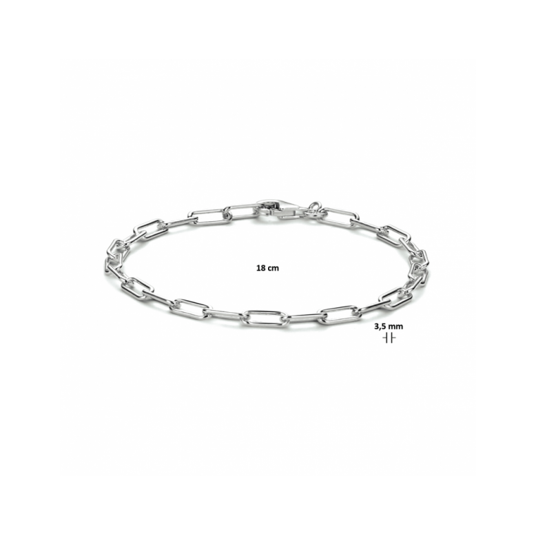Armband, zilver gerhodineerd paperclip (lengte:18 cm.) - 23296