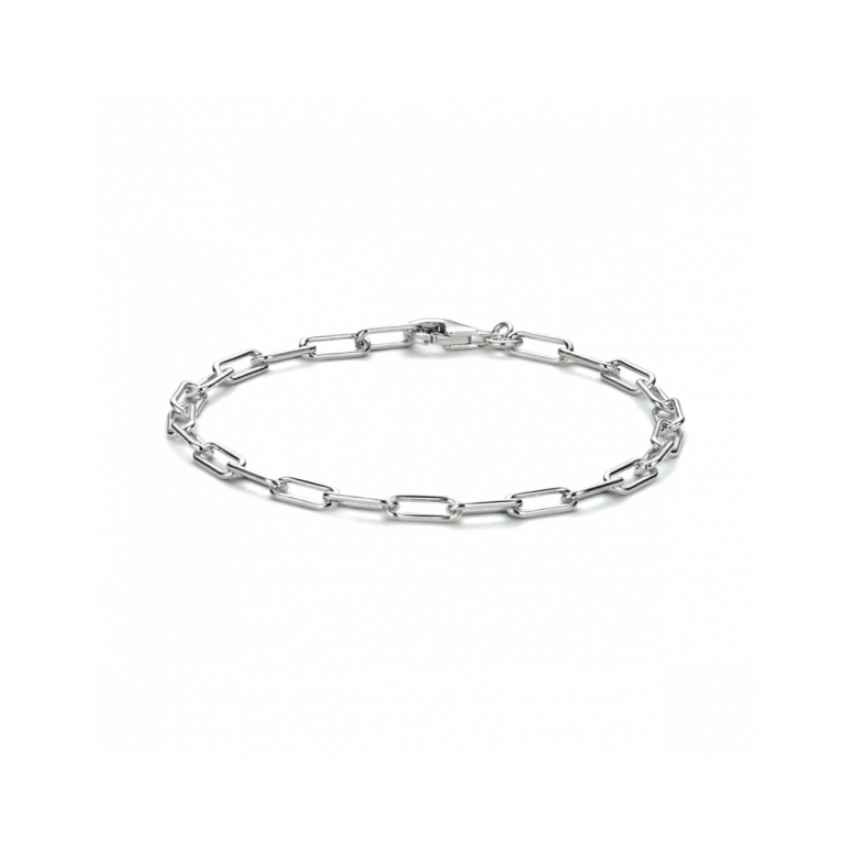 Armband, zilver gerhodineerd paperclip (lengte:18 cm.) - 23296