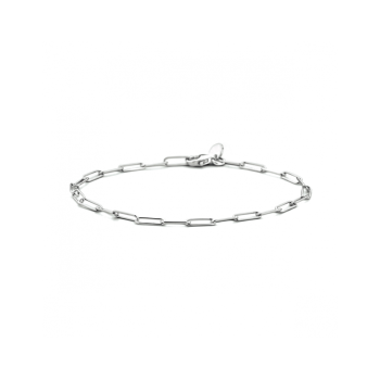 Armband, zilver gerhodineerd paperclip (lengte: 18cm.) - 23275
