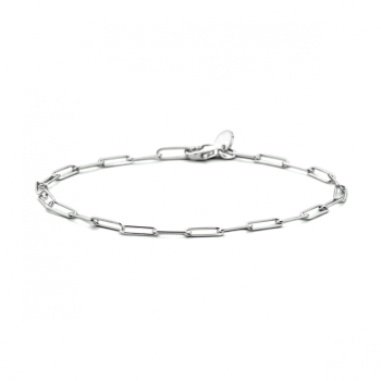 Armband, zilver gerhodineerd paperclip (lengte: 18cm.) - 23275