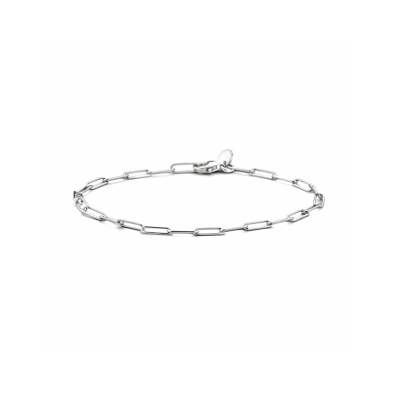 Armband, zilver gerhodineerd paperclip (lengte: 18cm.) - 23275