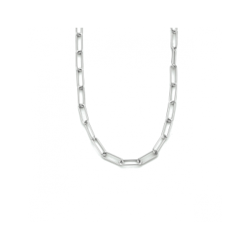 Collier, zilver gerhodineerd paperclip  45 cm - 23701