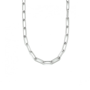 Collier, zilver gerhodineerd paperclip  45 cm - 23701