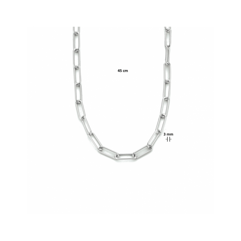 Collier, zilver gerhodineerd paperclip  45 cm - 23701