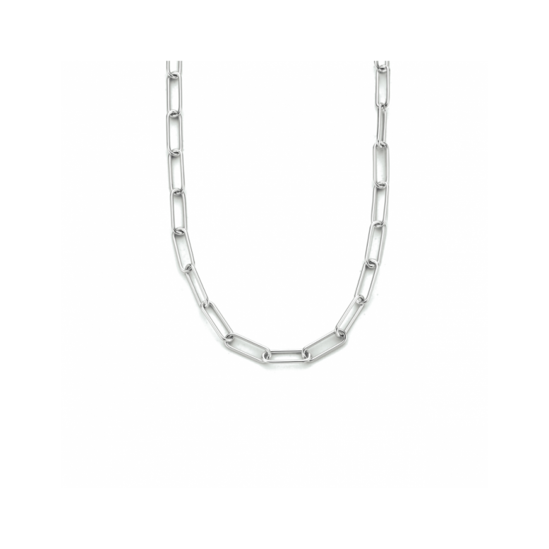 Collier, zilver gerhodineerd paperclip  45 cm - 23701