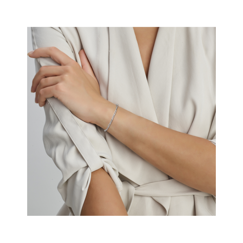 Armband, 14krt.witgoud boxlink-schakel (lengte: 18cm.) - 24983