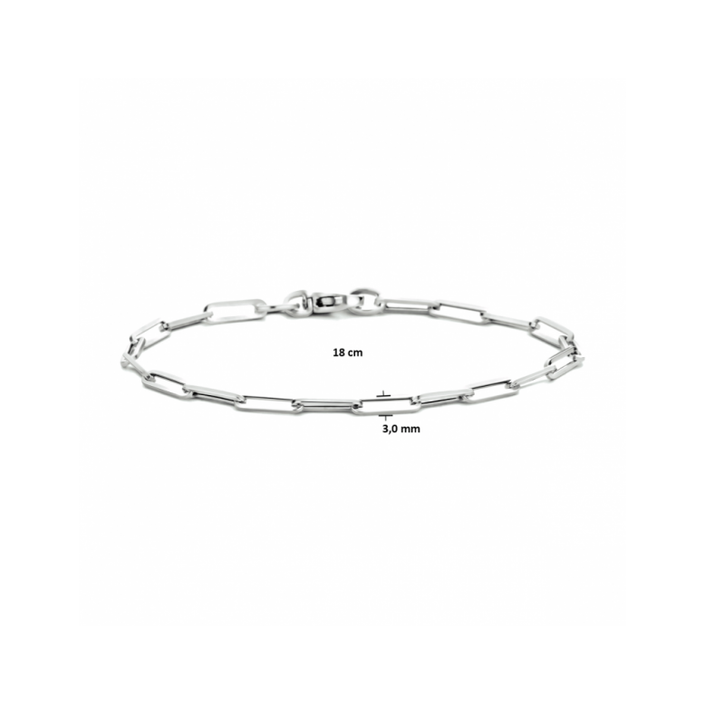 Armband, 14krt.witgoud boxlink-schakel (lengte: 18cm.) - 24983