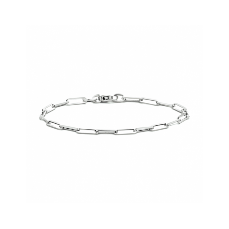 Armband, 14krt.witgoud boxlink-schakel (lengte: 18cm.) - 24983